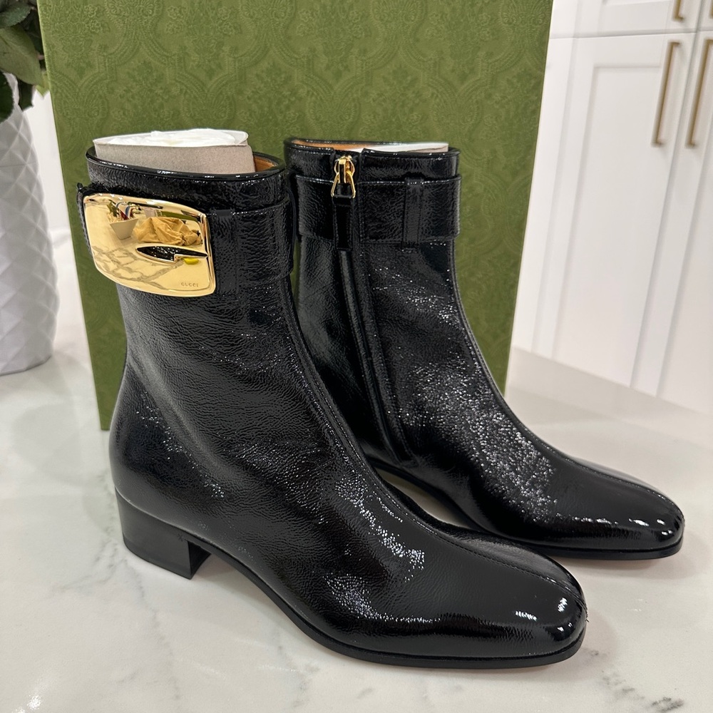 Gucci Retro G Patent Leather Booties